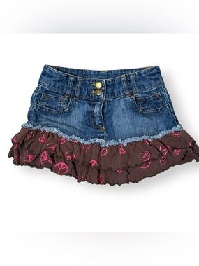 Y2k Vintage Joey B denim peace sign ruffle skirt 7